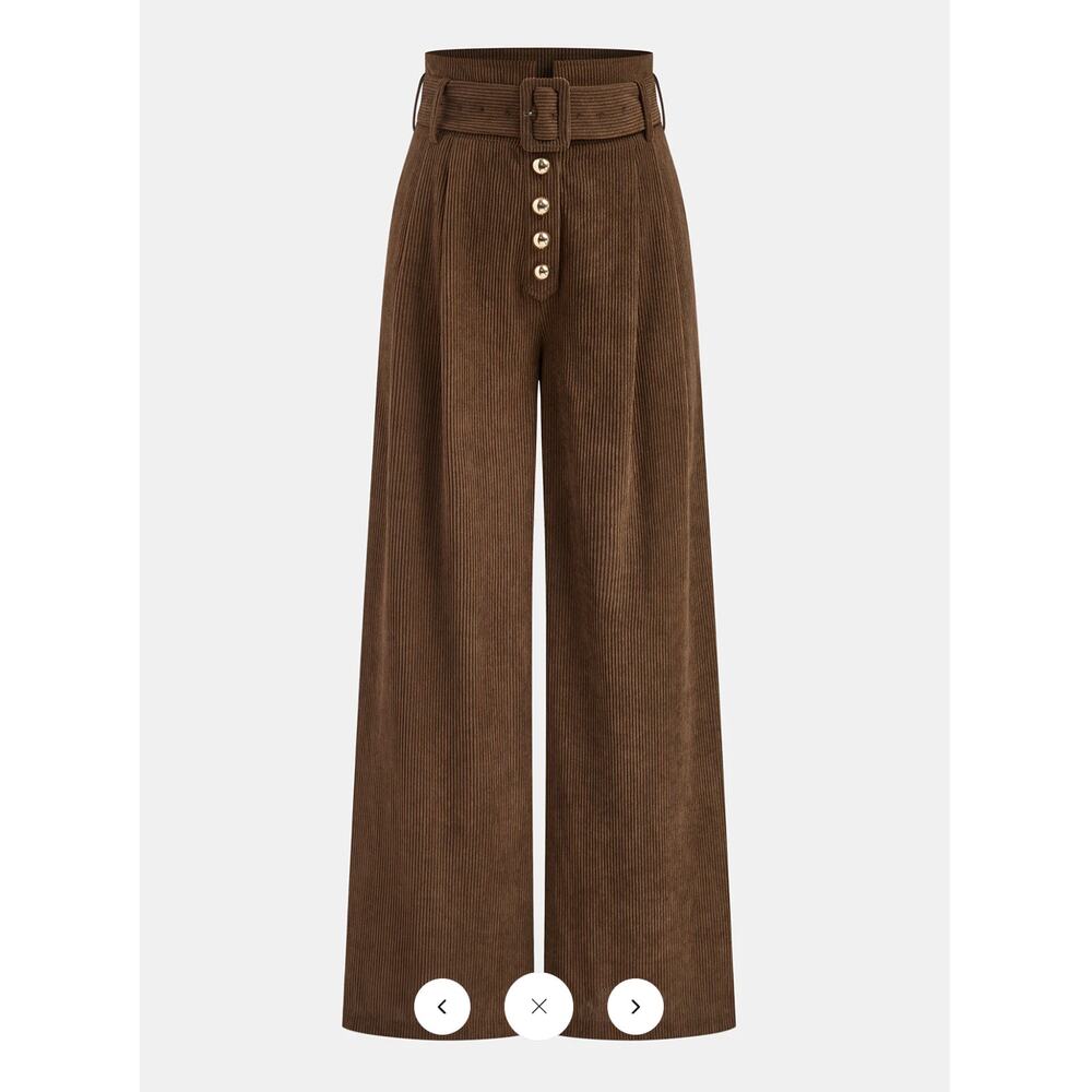 Commense Belted Corduroy Wide-Leg Pants Sz L